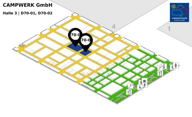Plano de los pabellones del Caravan Salon de Düsseldorf