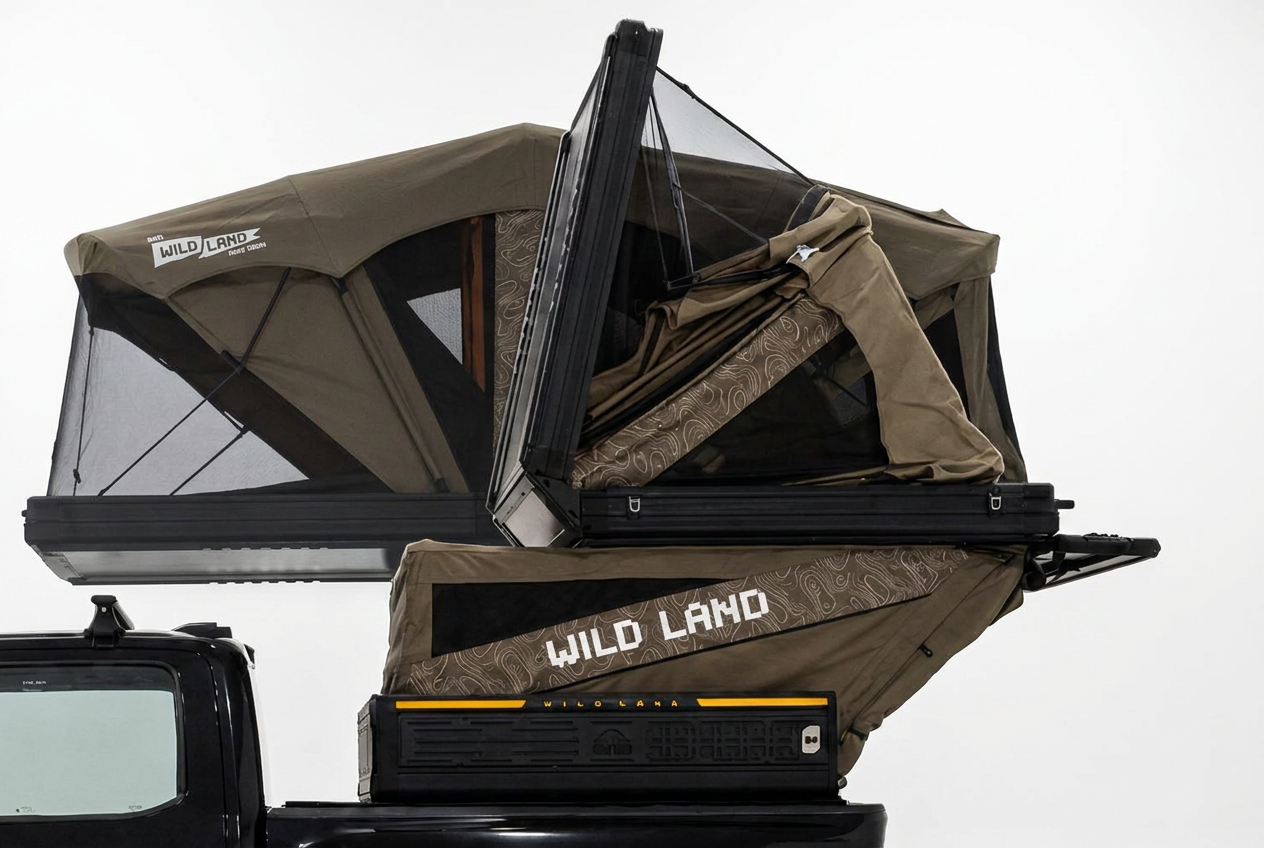 Célula camper Trunk Pickup en montaje automático, la planta superior se extiende