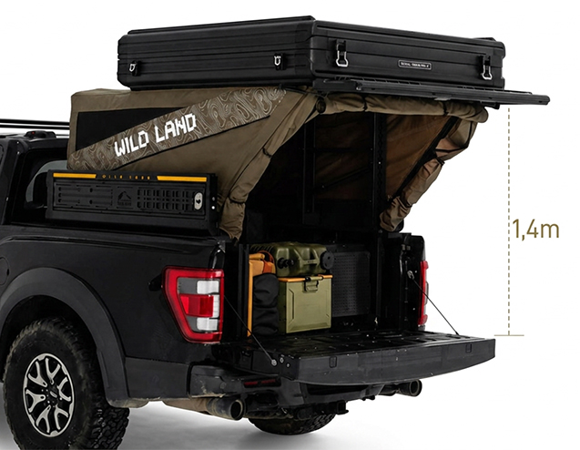 Célula camper Trunk Pickup abierta por detrás con 1,4 m de altura interior acotada